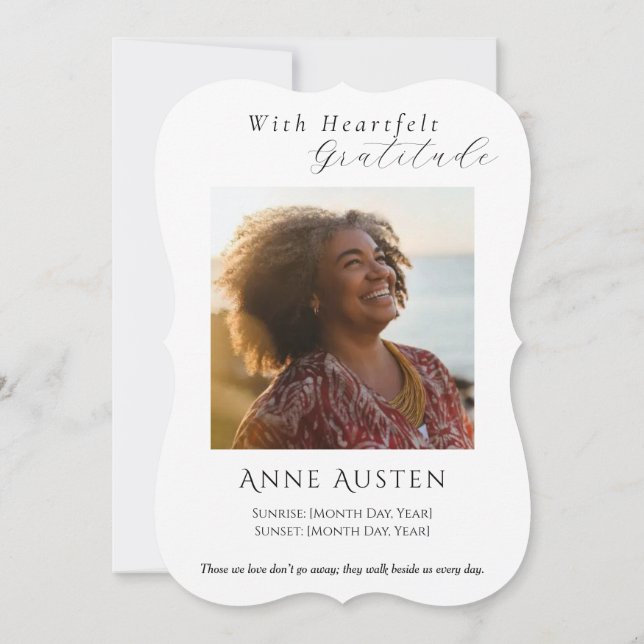 Cartões de agradecimentos Funeral - Gratidão (Verso)