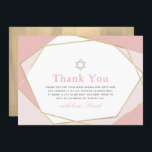Cartões de agradecimentos Geométrico Rosa e Dourad<br><div class="desc">Este cartões de agradecimentos plano moderno e chic Bat Mitzvah apresenta um fundo branco com quadros geométricos falsos de ouro a rosa. O verso apresenta um fundo dourado falso. Altere a cor de fundo e personalize-a para as suas necessidades. Você pode encontrar produtos correspondentes na minha loja.</div>