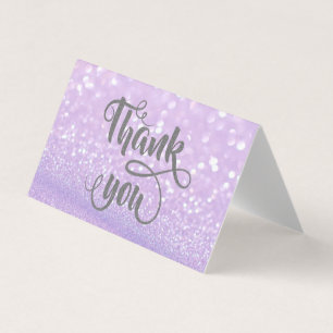 Cartões de agradecimentos Glittery de prata