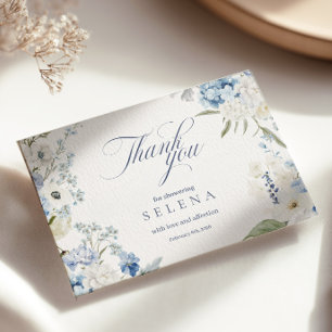 Cartões de agradecimentos Hydrangea   Blue Floral 