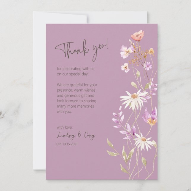 Cartões de agradecimentos Lavendar de Flores Selva (Frente)