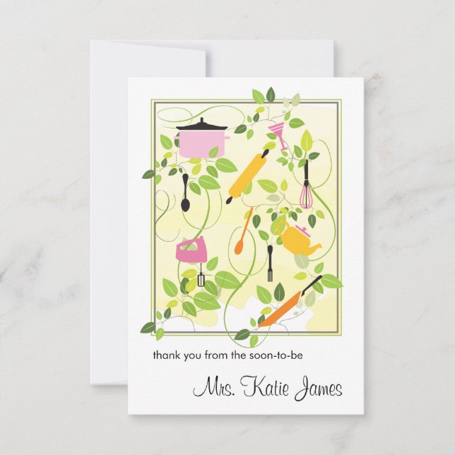 Cartões de agradecimentos lisos do chá de panela (Frente)