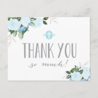 Cartões de agradecimentos lisos religiosos azuis