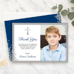Cartões de agradecimentos Marinho Azul de Comunhão<br><div class="desc">Marinho  Azul Primeira Sagrada Cartões de agradecimentos Comunitária</div>