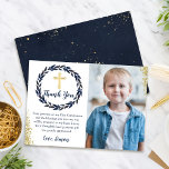 Cartões de agradecimentos marinho Blue Wreath Dour<br><div class="desc">Cartões de agradecimentos marinho Blue Wreath Dourado Commune</div>