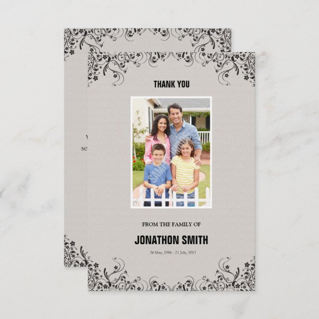 Cartões de agradecimentos Memorial (Frente/Verso)