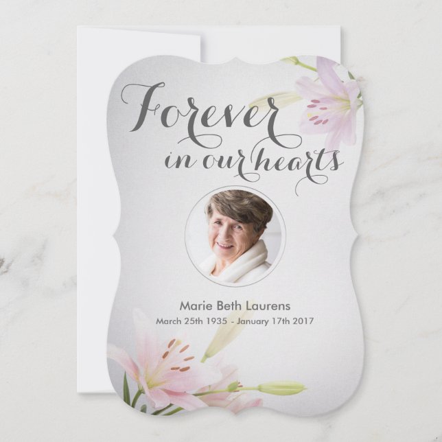 Cartões de agradecimentos Memorial Lily com Foto (Frente)