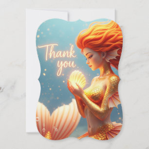 Cartões de agradecimentos Mermaid do ouro Ocean