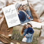 Cartões de agradecimentos Minimalista de Foto de C<br><div class="desc">Elevem a vossa gratidão com as nossas elegantes cartas de agradecimento que incluem a escrita moderna e a vossa fotografia favorita do casamento. Essas cartas oferecem um na moda e design minimalista que complementa perfeitamente qualquer estética de casamento. Personalize-os com uma mensagem sincera de apreço para transmitir seus obrigados aos...</div>