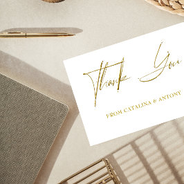 Cartões de agradecimentos Mínimo Dourado Script