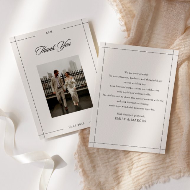 Cartões de agradecimentos mínimo moderno de casame (Criador carregado)