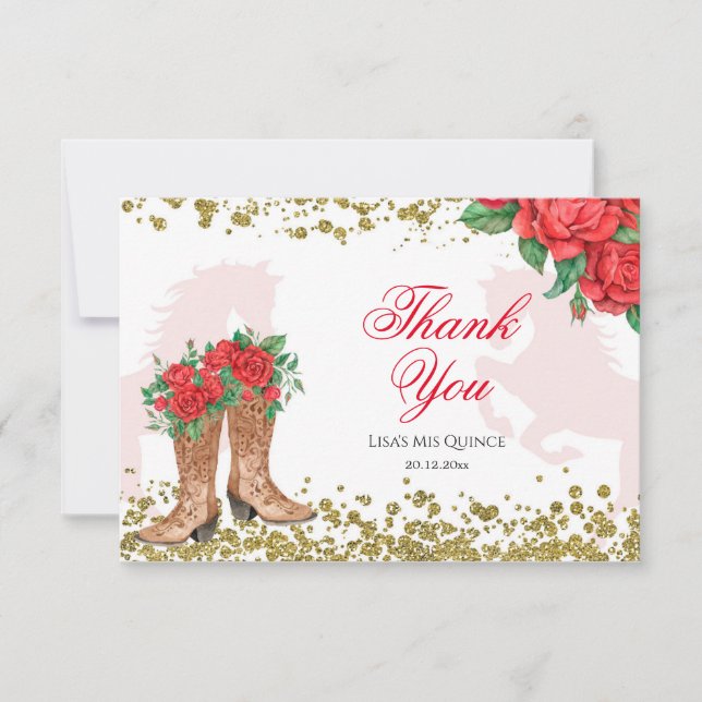 Cartões de agradecimentos Mis Quince Mexicano rosa (Frente)