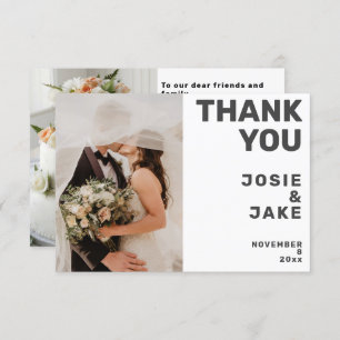 Cartões de agradecimentos moderno duplo fotográfic