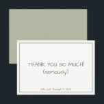 Cartões de agradecimentos Moderno Minimalista Verd<br><div class="desc">Polonês do seu grande dia com um enorme obrigado para os seus convidados com um simples minimalista verde empoeirado e modernos cartões de agradecimento! Comece simplesmente personalizando as cores, texto, texto, idioma ou fontes para ajustado da sua ocasião. O texto pode ser em qualquer idioma. Não se esqueça de checar...</div>