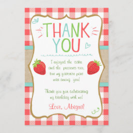 Cartões de agradecimentos Morango Primeiro Anivers