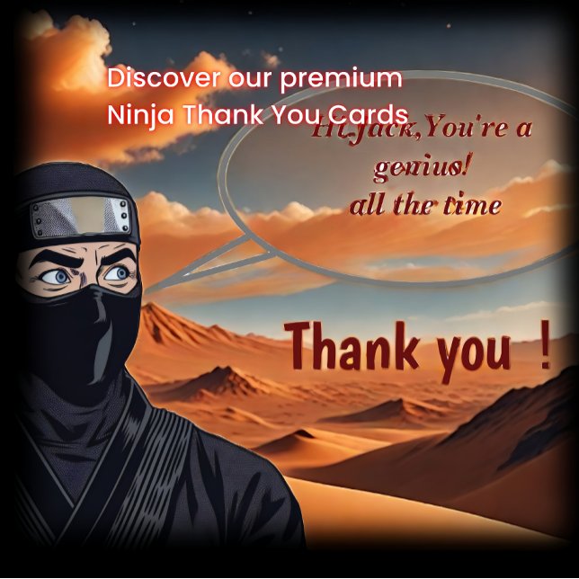 Cartões de agradecimentos Ninja personalizado da M (Criador carregado)