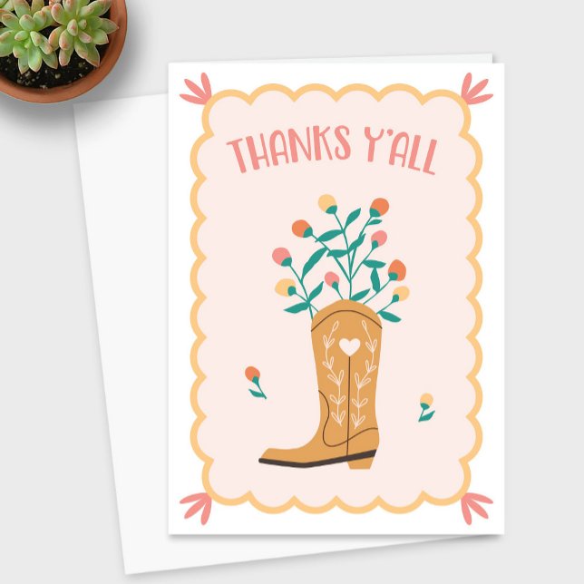cartões de agradecimentos Ocidental "Obrigados Y'a (Thanks Y'all Western Thank You Card)