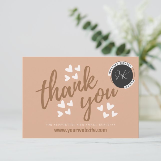 Cartões de agradecimentos para pequenas empresas (Em pé/Frente)