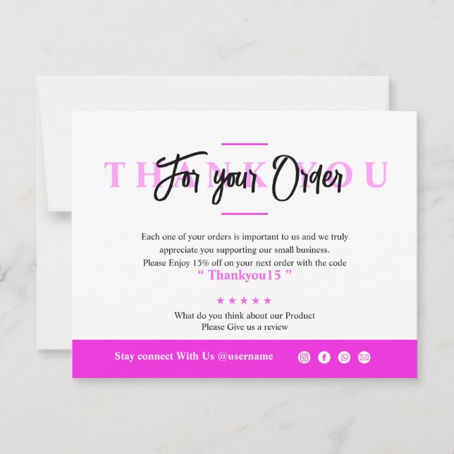 Cartões de agradecimentos para pequenas empresas (Frente)