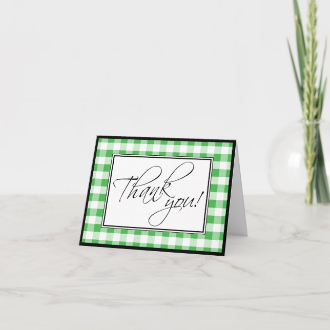 Cartões de agradecimentos Personalizado Gingham Ve (Frente)