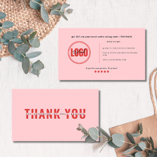 Cartões de agradecimentos personalizado rosa-escur
