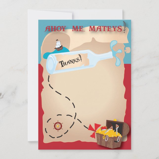 Cartões de agradecimentos Pirata (Frente)