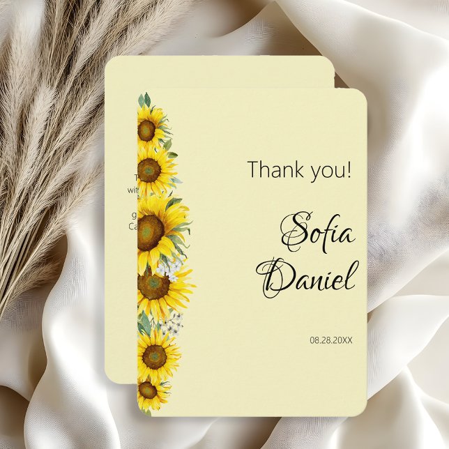 Cartões de agradecimentos plano amarelo de girasso (Criador carregado)