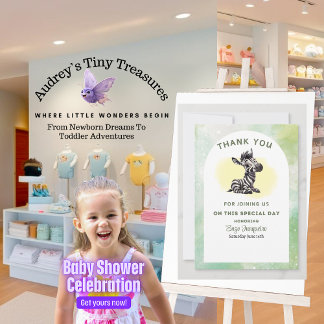 Cartões de agradecimentos plano com Chá de fraldas