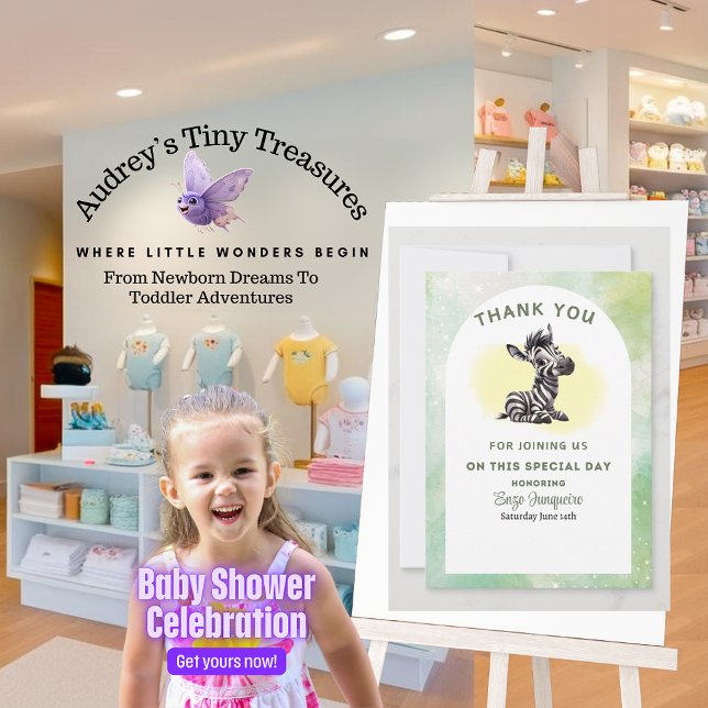 Cartões de agradecimentos plano com Chá de fraldas (Criador carregado)