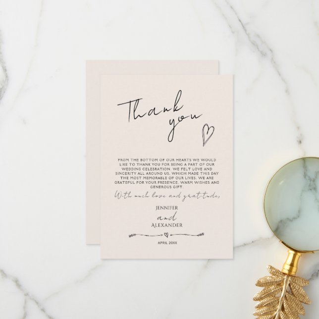 Cartões de agradecimentos plano de casamento moder (Frente/Verso In Situ)