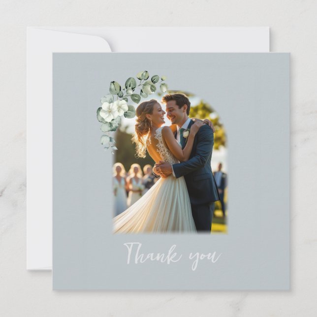 Cartões de agradecimentos plano de fotos moderna E (Frente)