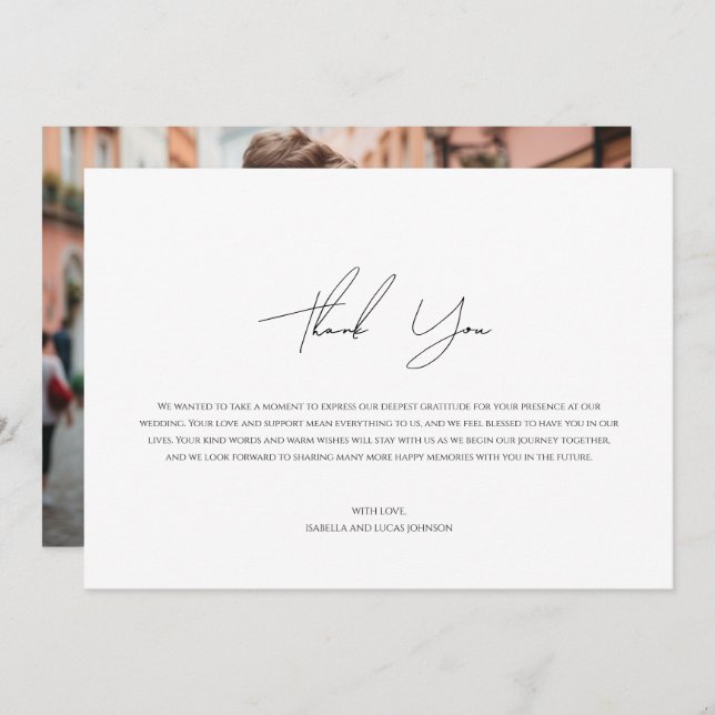 Cartões de agradecimentos plano de fotos personali (Frente/Verso)