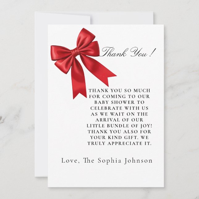 Cartões de agradecimentos plano do Chá de fraldas  (Frente)