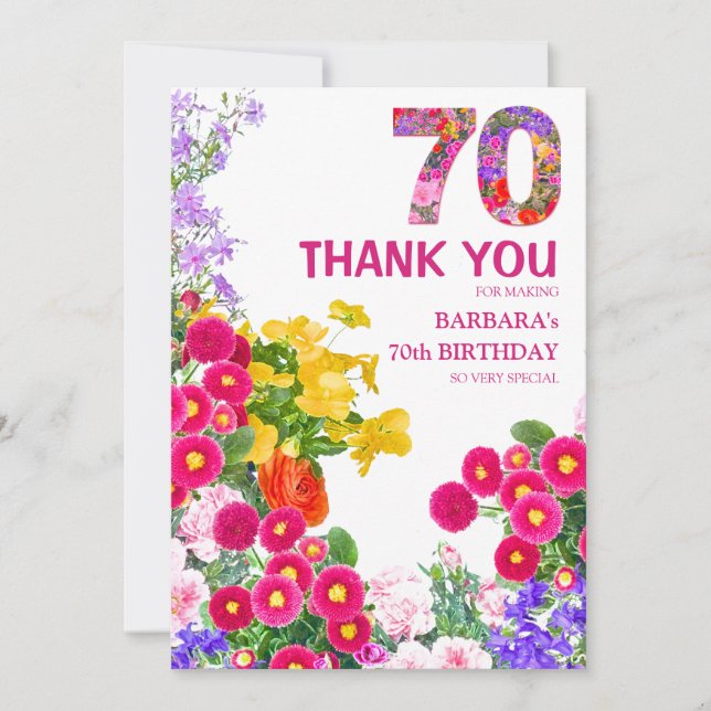 cartões de agradecimentos plano floral 70 festa de (Frente)