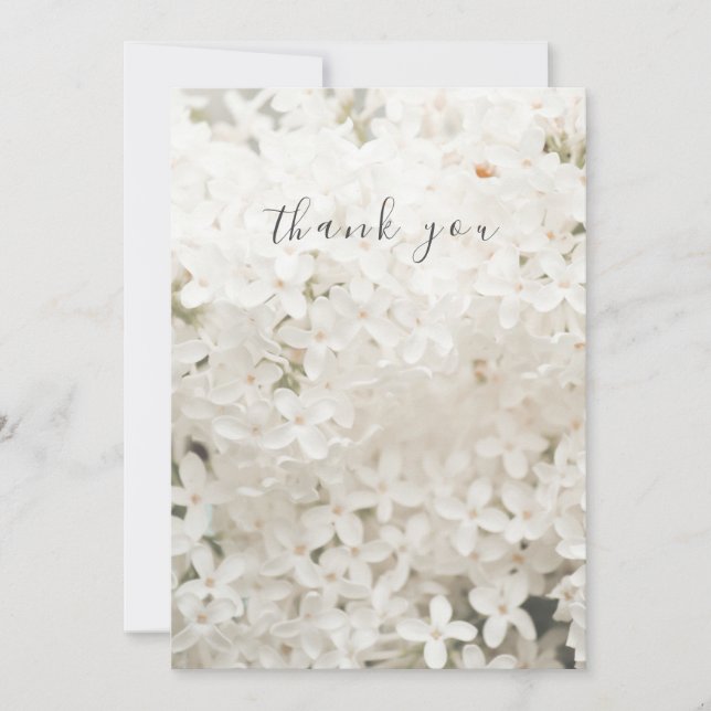Cartões de agradecimentos Plano Floral Branco Eleg (Frente)