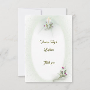 Cartões de agradecimentos plano floral verde-branc