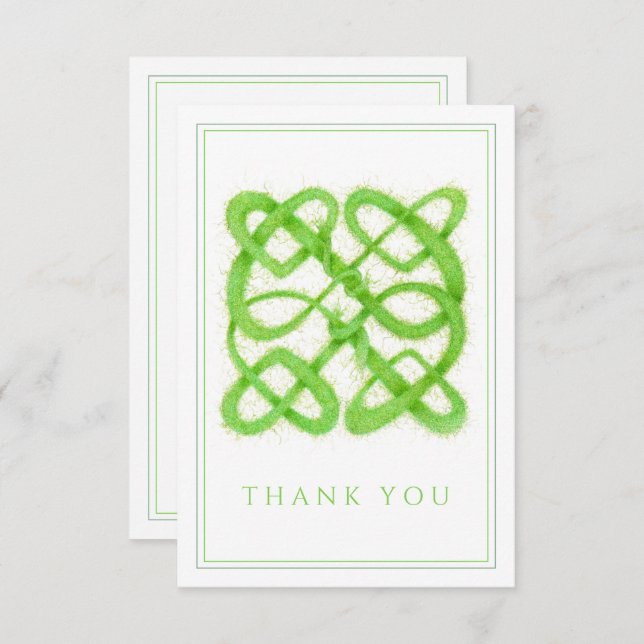 Cartões de agradecimentos plano GREEN CELTIC KNOT  (Frente/Verso)