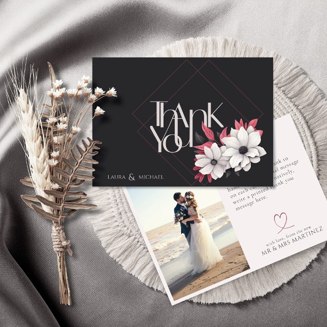 Cartões de agradecimentos plano magenta fotográfic (Criador carregado)