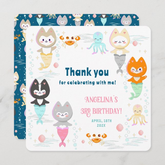 Cartões de agradecimentos plano para aniversário d (Frente/Verso)