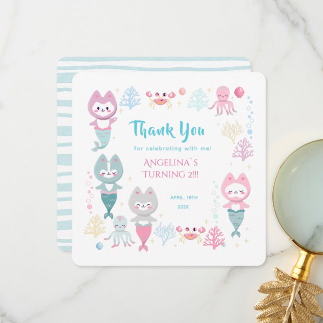 Cartões de agradecimentos plano para aniversário d (Frente/Verso In Situ)