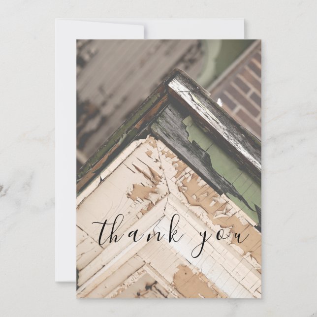 Cartões de agradecimentos plano verde de madeira b (Frente)