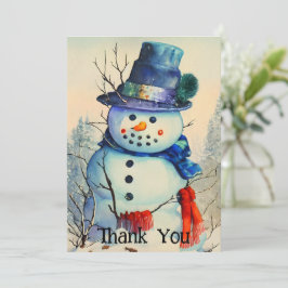 Cartões de agradecimentos plano Watercolor Snowman
