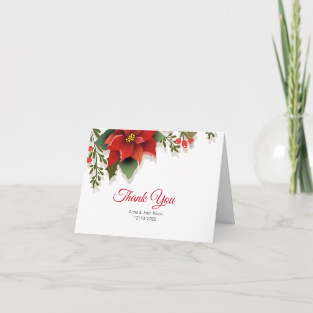 Cartões de agradecimentos Poinsettia (Frente)