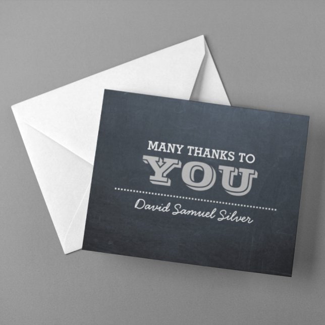 Cartões de agradecimentos Prateado Chalkboard (Criador carregado)