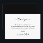 Cartões de agradecimentos preto e branco de Script<br><div class="desc">Cartões de agradecimentos preto e branco elegante. Personalizar facilmente online. Itens correspondentes disponíveis para este cartões de agradecimentos de casamento moderno.</div>