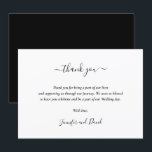 Cartões de agradecimentos preto e branco de Script<br><div class="desc">Cartões de agradecimentos preto e branco elegante. Personalizar facilmente online. Itens correspondentes disponíveis para este cartões de agradecimentos de casamento moderno.</div>