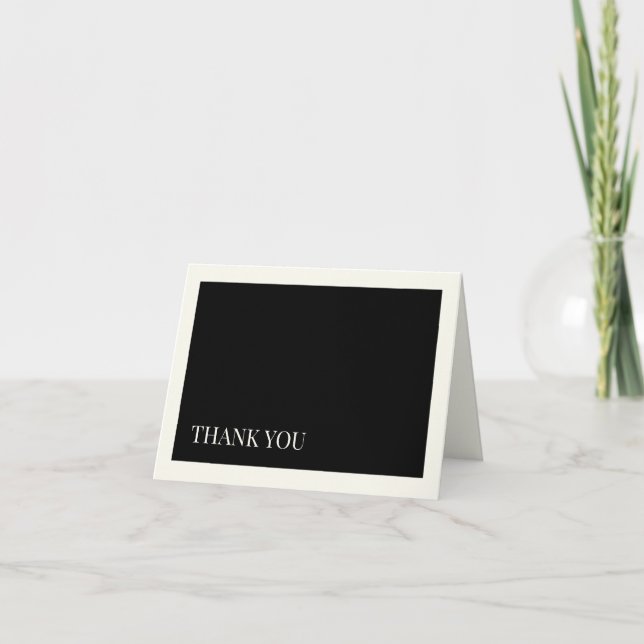 Cartões de agradecimentos preto e branco V1 (Frente)