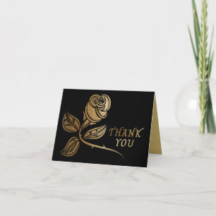 Cartões de agradecimentos preto e Dourado