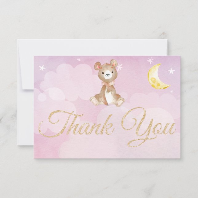 Cartões de agradecimentos Puro De Aquarela De Urso (Frente)