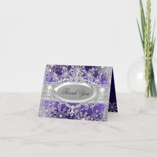 Cartões de agradecimentos Purple Princess Winter W (Frente)